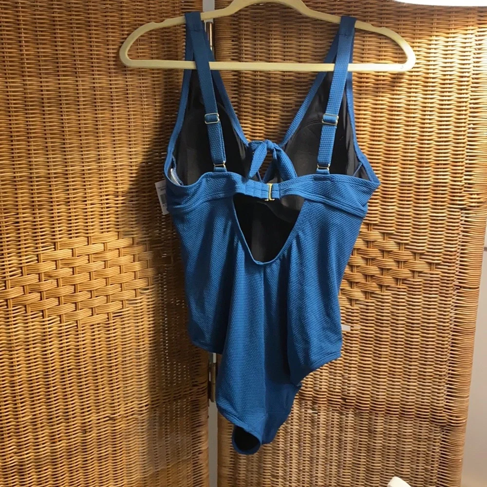 New Kona Sol Blue Full Bathing Suit Size 14W - Picture 6 of 11